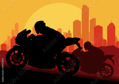 Sport motorbike rider motorcycle silhouette in race
