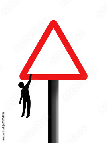 Man escaping sign