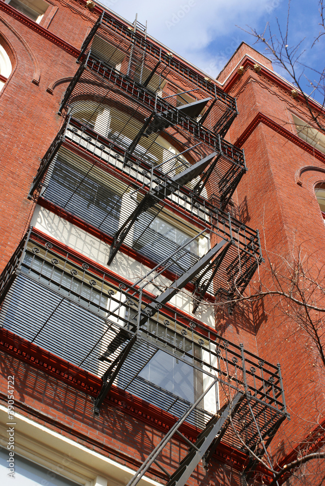 Fire escape on building in Washington DC, USA