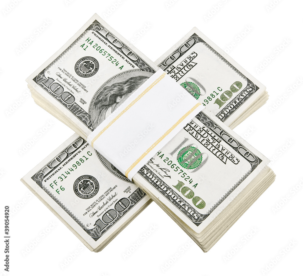 packed dollar money isolated on white background packed dollar money isolated on white background