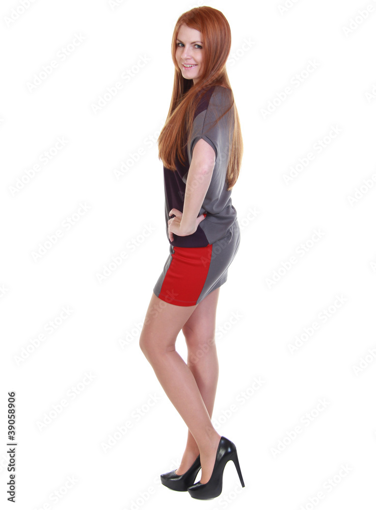 young happy girl in a skirt and blouse young happy girl in a skirt and blouse