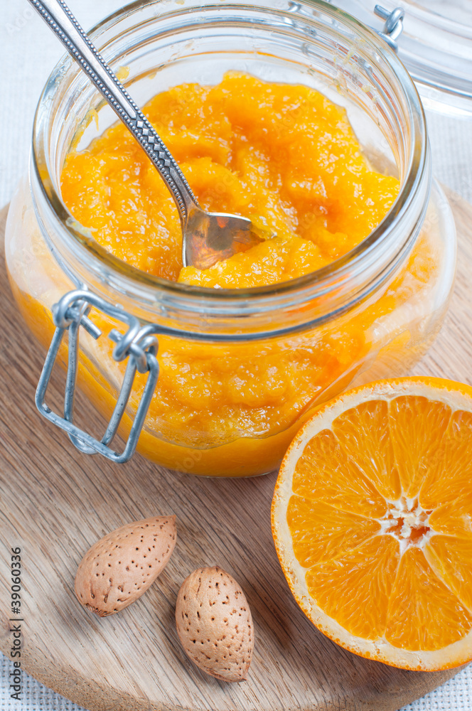 Close up of orange jam Close up of orange jam