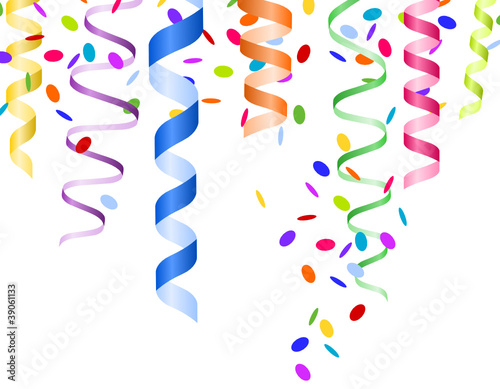colorful paper streamers with confetti