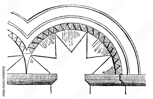 FR Intrados sawtooth (XI to XII century), vintage engraving.