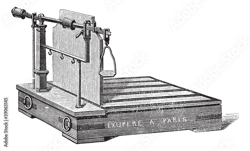 Steelyard balance or steelyard vintage engraving