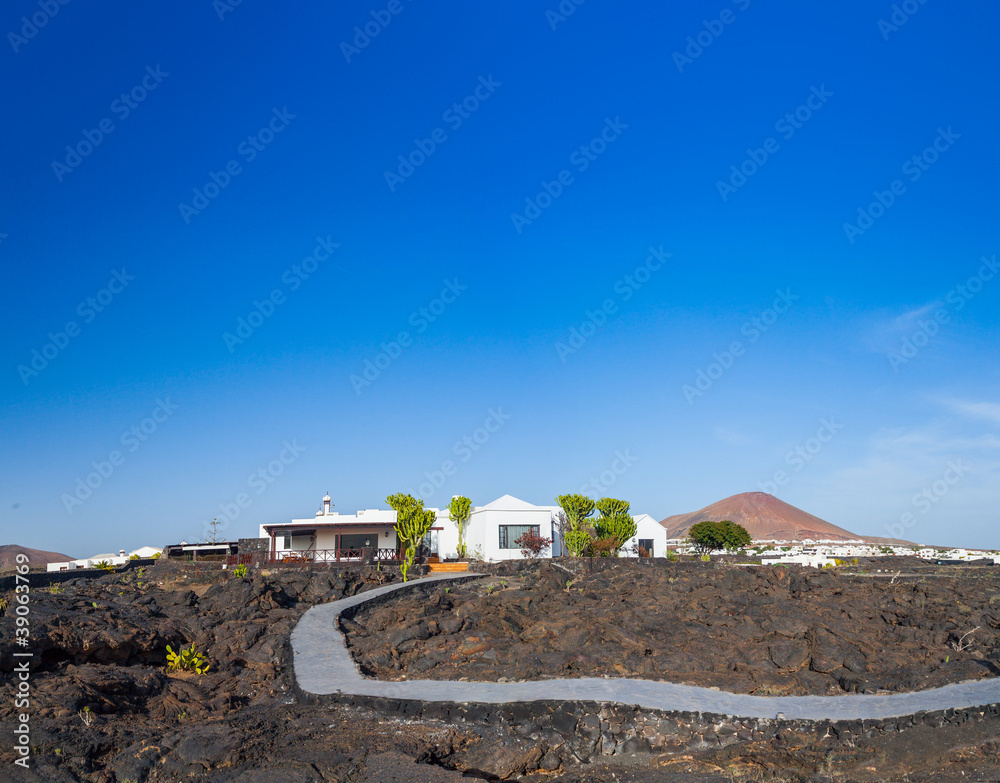 Typical houses on the island of Lanzarote