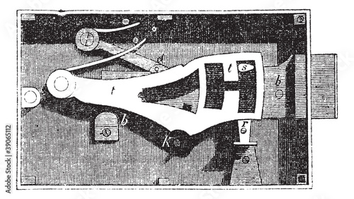 Door lock inside mechanism vintage engraving