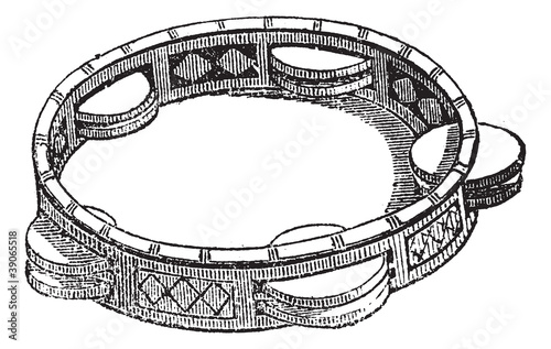 Tambourine or Marine, vintage engraving.