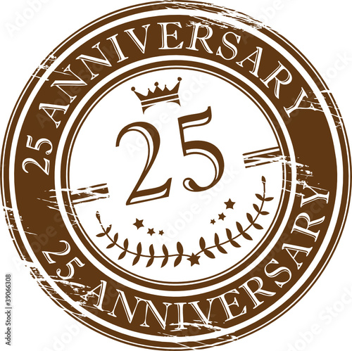 Stamp 25 anniversary, vector illustration