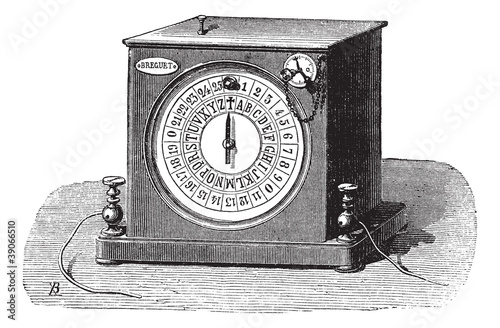 Receiver's dial telegraph, vintage engraving.