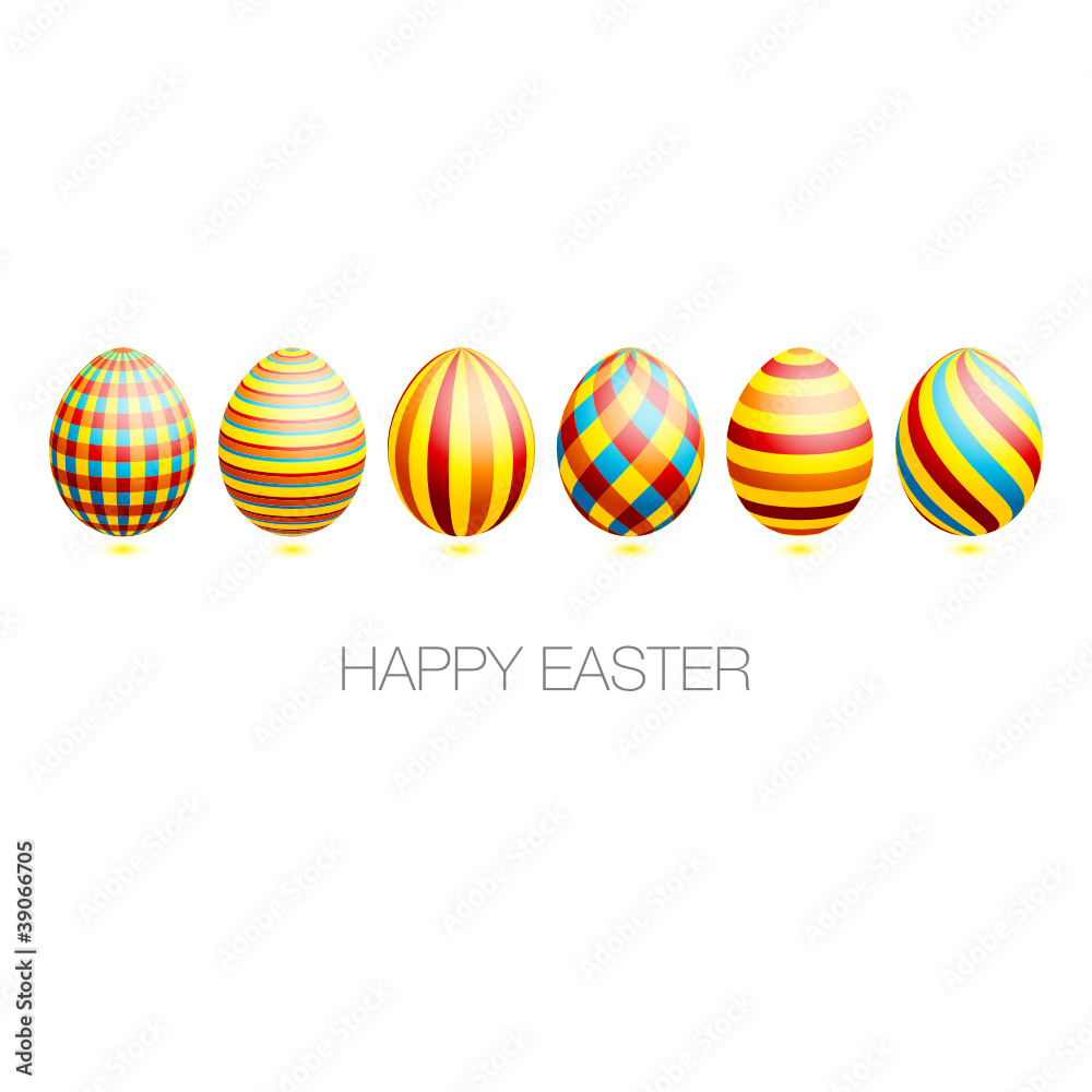 Easter Card 6 Easter Eggs Check/Stripes Pattern Easter Card 6 Easter Eggs Check/Stripes Pattern