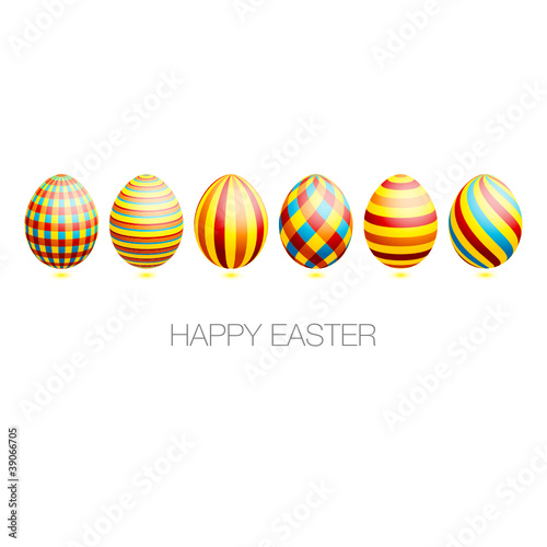 Easter Card 6 Easter Eggs Check/Stripes Pattern