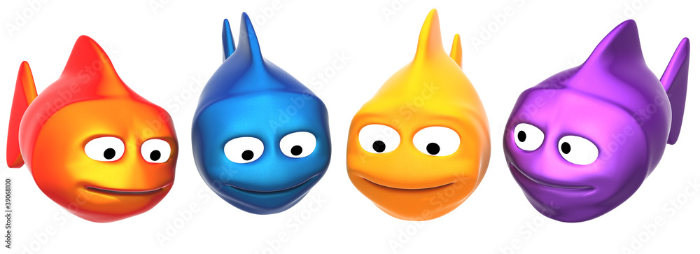 funny fishes looking to your object