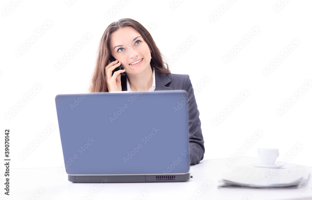 Thoughtful business woman in the office, the convers Thoughtful business woman in the office, the convers