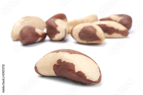 Brazil nuts close-up isolated on white