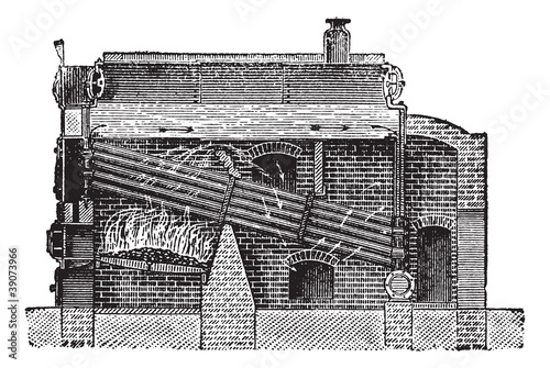 Babcock & Wilcox Boiler, vintage engraving