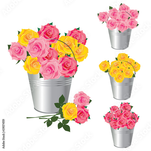 a bucket of roses