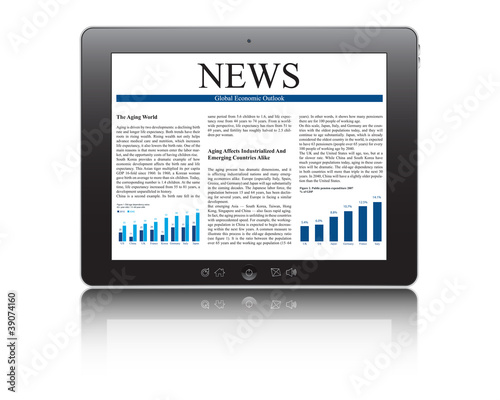 tablet pc with business article