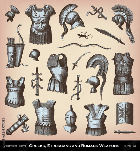 Engraving ancient Weapons illustrations