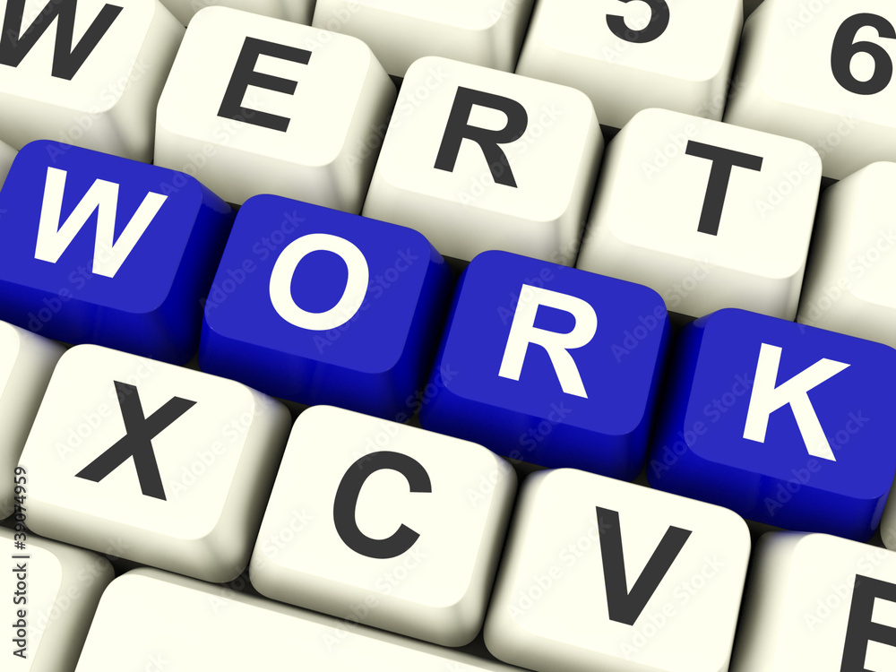 Work Computer Keys Showing Job Or Employment Work Computer Keys Showing Job Or Employment