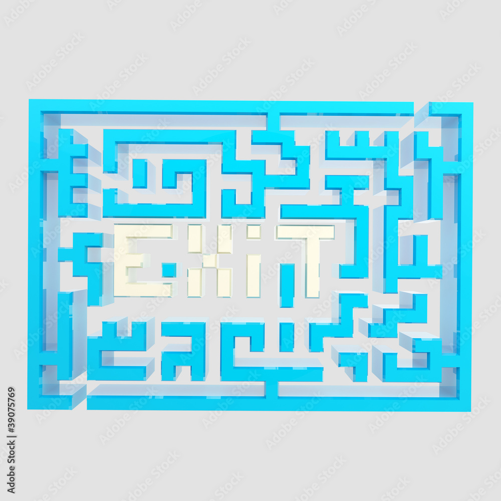 Exit sign icon as a labyrinth isolated