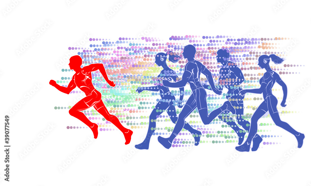 Silhouettes of running athletes Silhouettes of running athletes