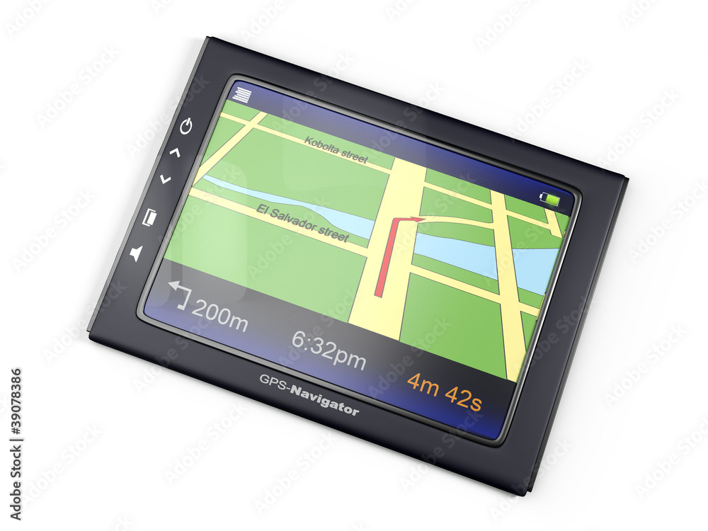 Images 3d: gps-navigator with a card of territory and the specif