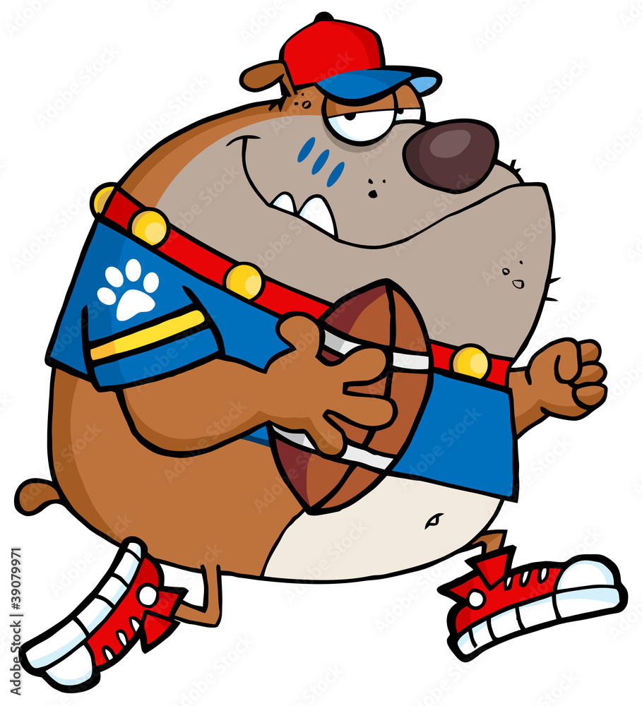 Football Brown Bulldog Running With The Ball Football Brown Bulldog Running With The Ball