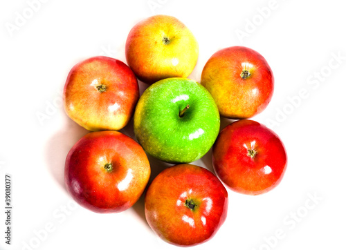 Juicy red and green apples