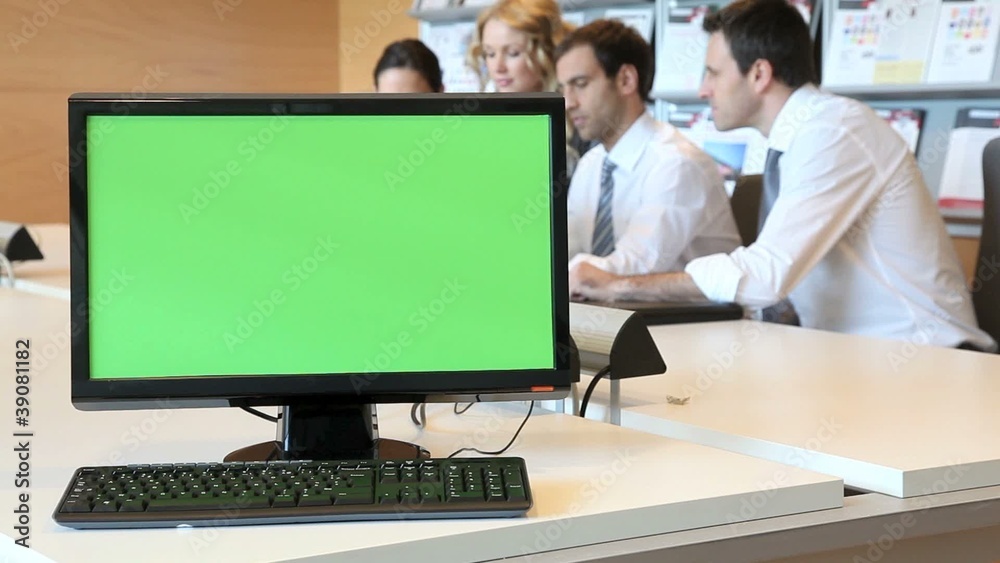 Green screen desktop set on room table Green screen desktop set on room table