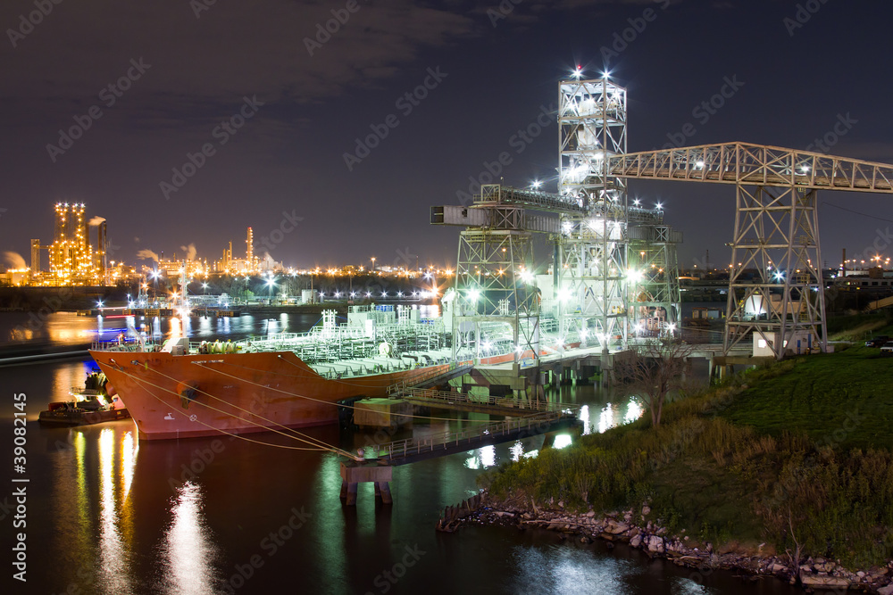 Chemical tanker moored at loading terminal