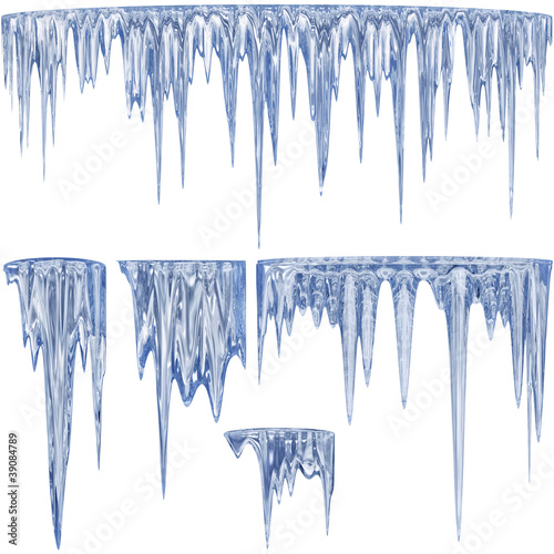 Obraz na plátně Blue thawing icicles