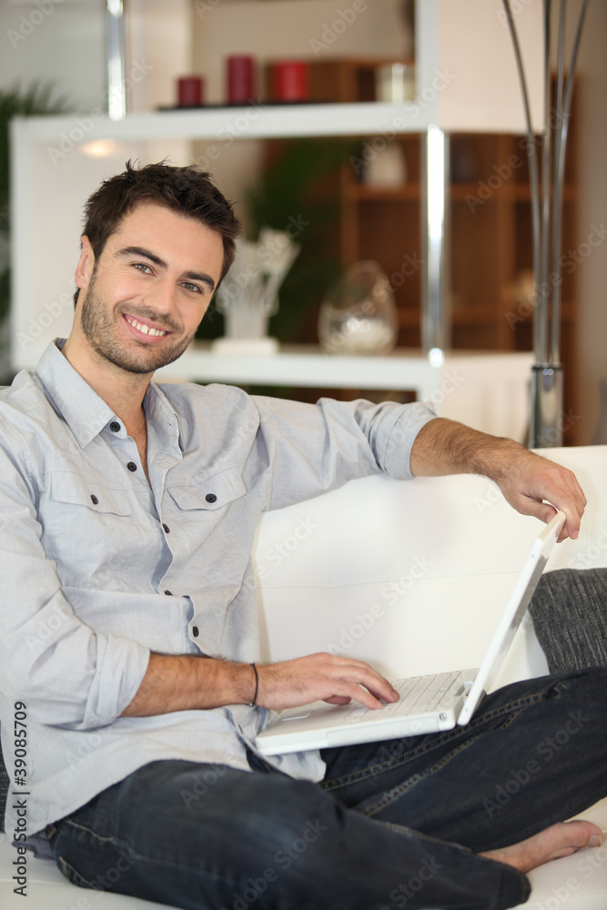 Man in front of computer