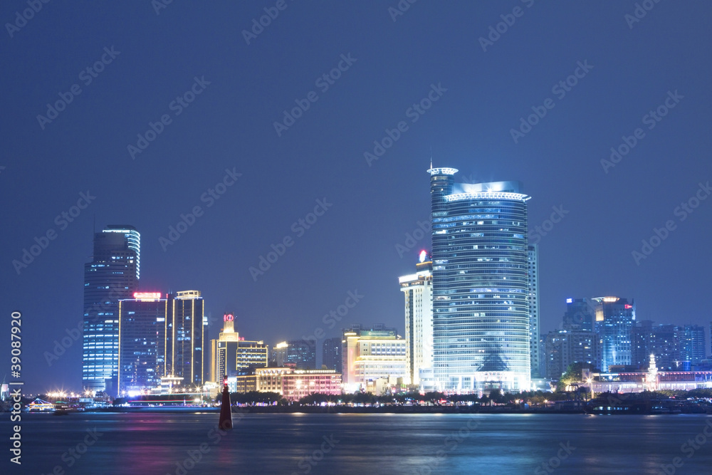 Xiaman business district downtown at night Xiaman business district downtown at night