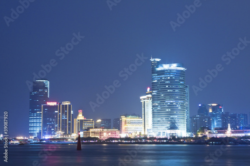 Xiaman business district downtown at night