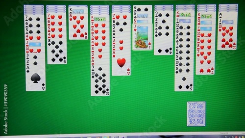 Solitaire on the computer monitor