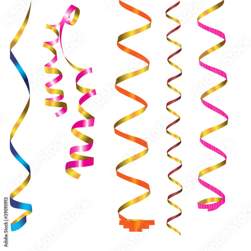 colorful ribbon streamers isolated