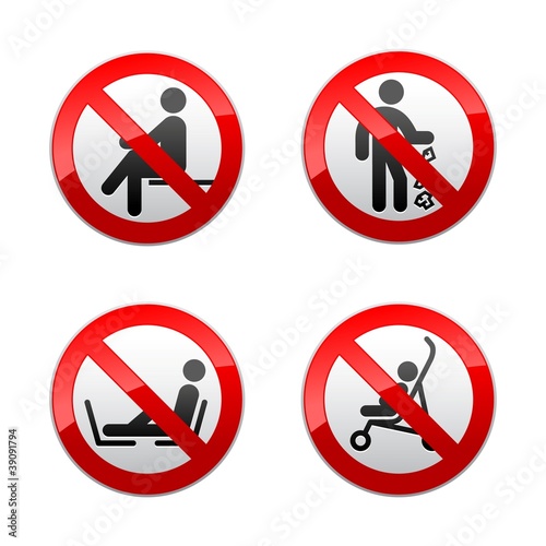 Set prohibited signs - people
