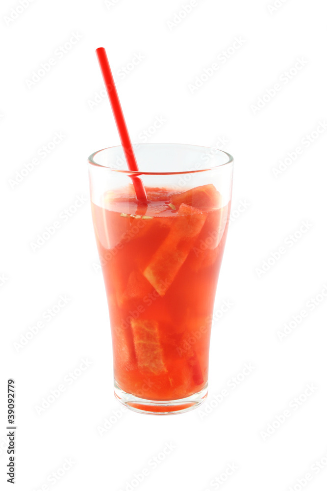 Glass of watermelon juice on white background. Glass of watermelon juice on white background.
