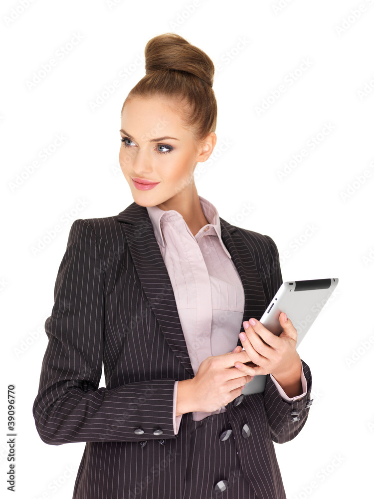 Young business woman working on tablet Young business woman working on tablet