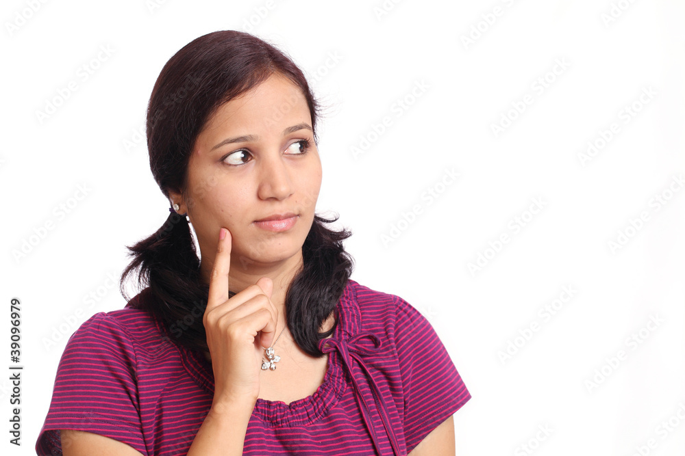 young beautiful thinking isolated over white young beautiful thinking isolated over white