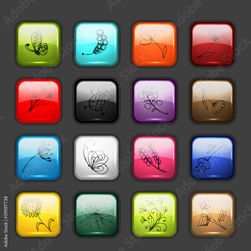 Set of glossy button icons for your design