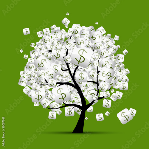 Money tree concept with dollar signs for your design