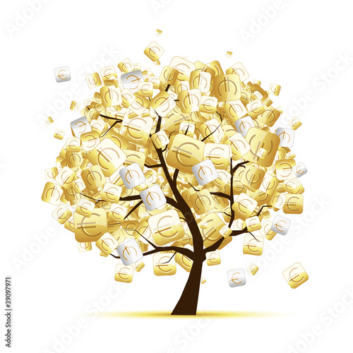 Money tree concept with euro signs for your design