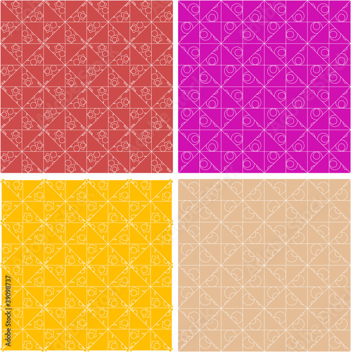 Abstract seamless decorative floral patterns set