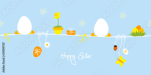 2 Sitting Easter Eggs & Symbols Blue