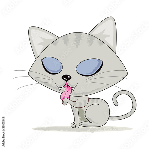 Cute Cleaning Cat