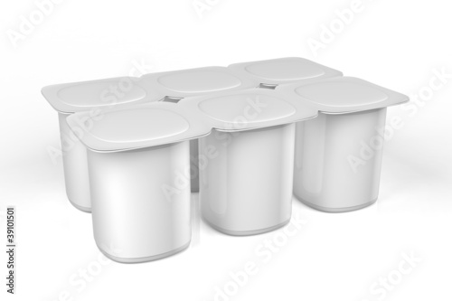 Yoghurt pots isolated on white
