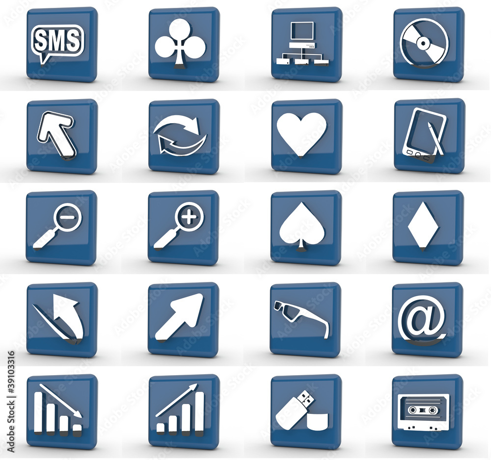20 Buttons 3d blau 20 Buttons 3d blau