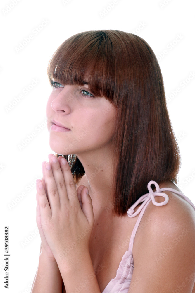 young woman praying young woman praying